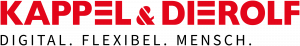 Rotes Logo mit dem Text Kappel & Dierolf in Großbuchstaben auf weißem Hintergrund.