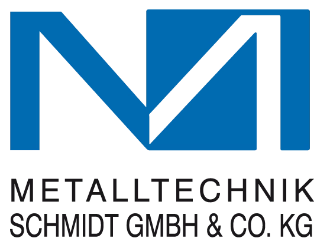 LOGO_MTS Logo der Metalltechnik Schmidt GmbH & Co. KG, zeigt ein blaues stilisiertes M auf weißem Hintergrund.