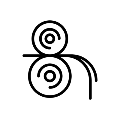 Ein hundeförmiges Piktogramm in Schwarz auf weißem Hintergrund, das nach links schaut.